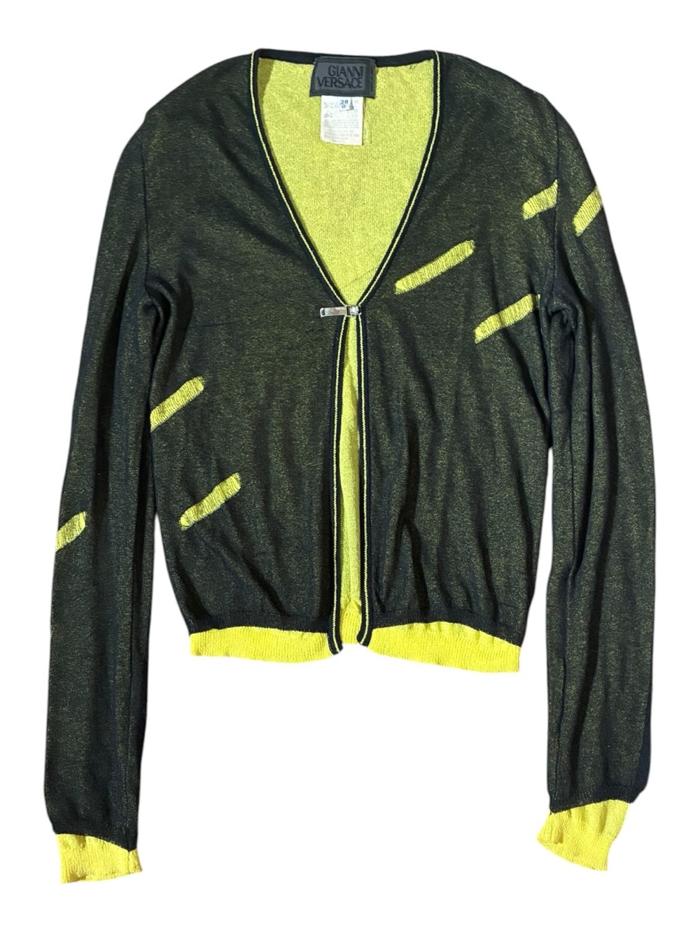 VTG Gianni Versace Mesh Clasp Knit Cardigan Top
